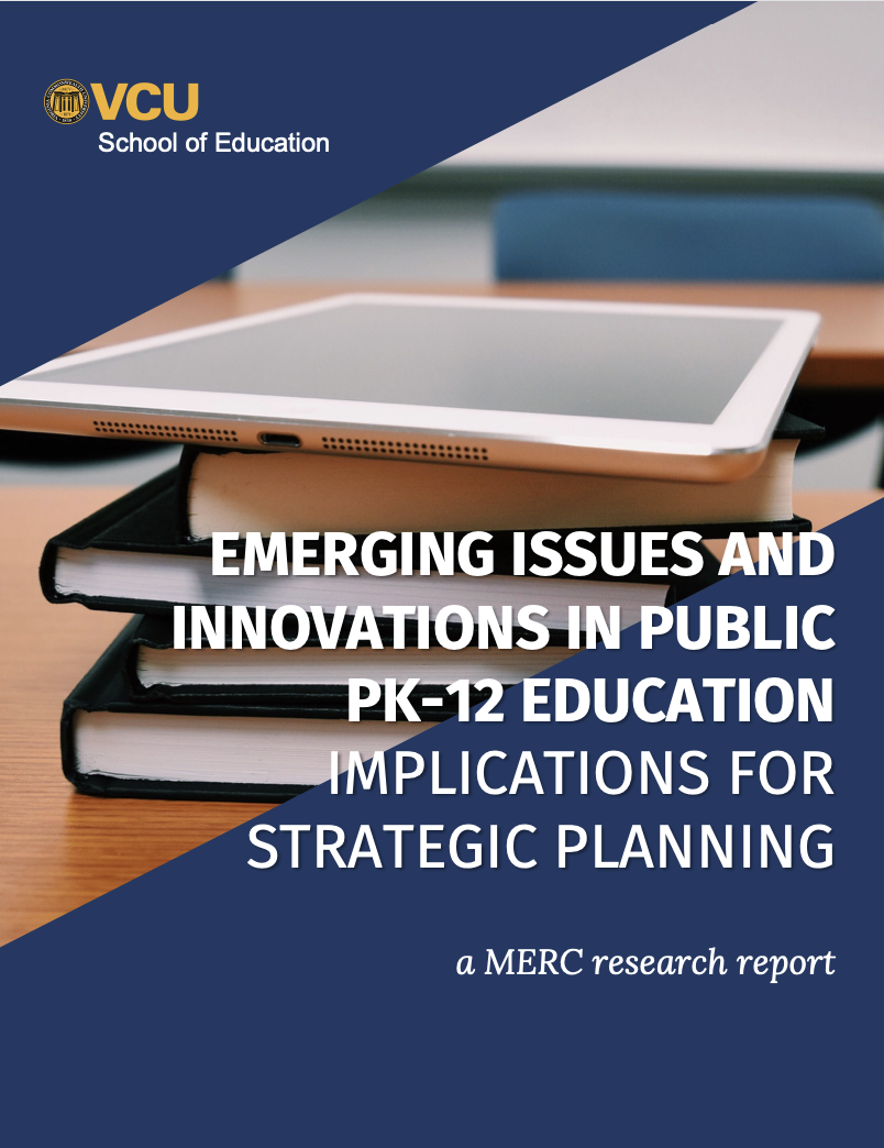 Research brief cover focused on emerging issues and innovations in public PK-12 education